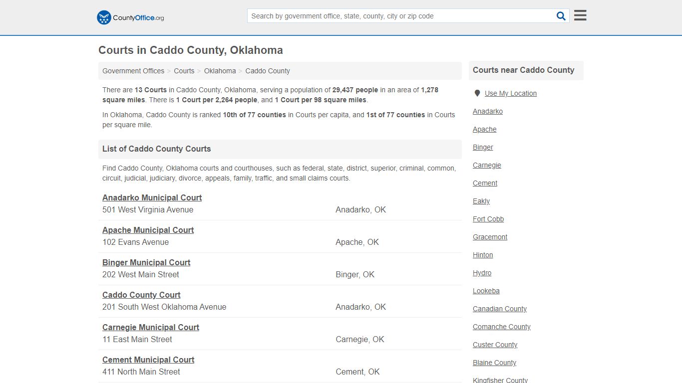 Courts - Caddo County, OK (Court Records & Calendars)